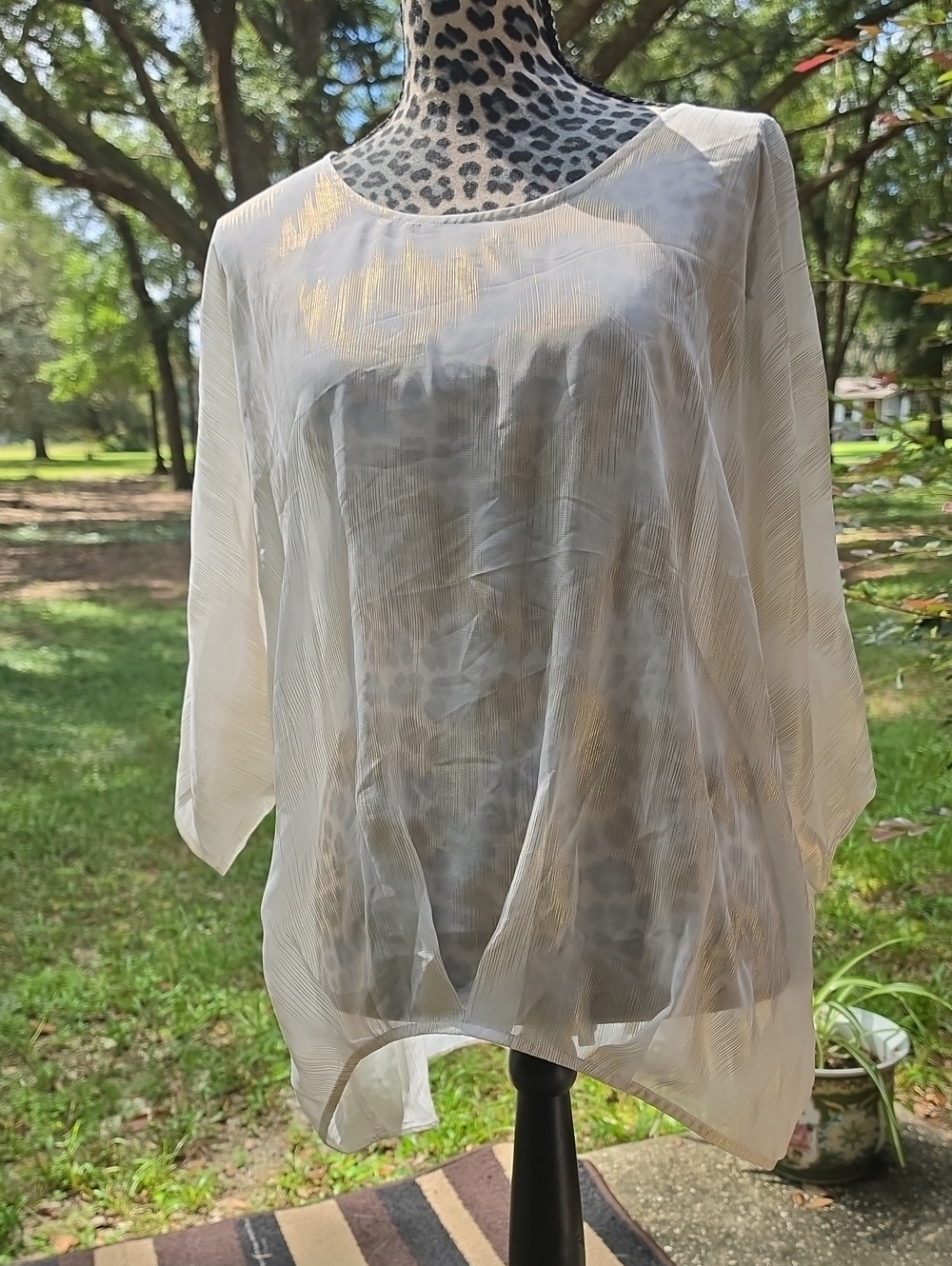 AGB Sheer Ivory Tunic Top